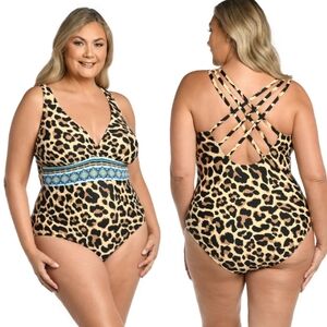 NWT La Blanca Running Wild Multi-Strap Cross-Back One Piece Tummy Control 16